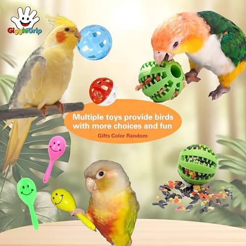 Bird Foraging Toys with Feeder Ball, Durable Plastic Parrot Training Puzzle & Interactive Treat Dispenser for Cockatiels, Conures, Parakeets, Budgies(Pack 3) - color: green