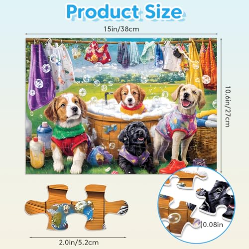 4-Pack 100 Piece Puzzles for Kids Ages 6-8 8-10 Year Old Large Piece Puzzles for Seniors 100 Pieces Jigsaw Puzzles for Kids Ages 4-6, Learning Educational Toys for Boys and Girls- Dogs Kittens Donuts - style: Cat Dog Donut