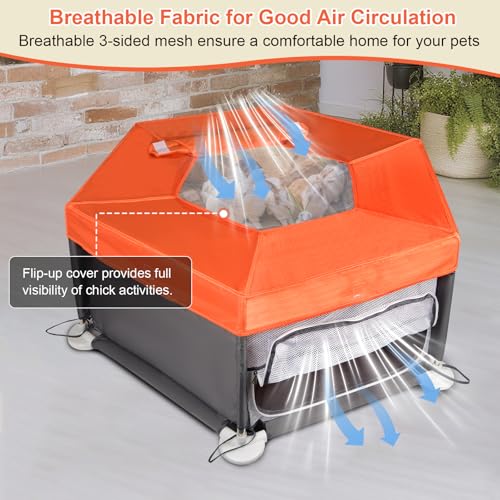 45"x45"x19.7" Sturdy Stainless Steel Frame Small Animal Playpen, Brooder Box for Chicks with Removable Roof & Bottom Pad for Easy Cleaning, Pet Playpen for Ducks, Kittens, Bunnies, Quails, Guinea Pigs