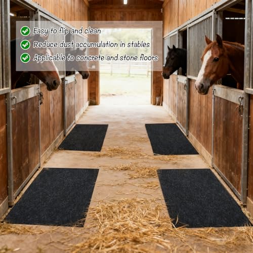 4x6 Ft Horse Stall Mat, Stable Mat for Horses Back Non-Slip Design Mat Backing Moisture Absorbent Easy to Clean for Horses Livestock Stables Barns Kennels Garages