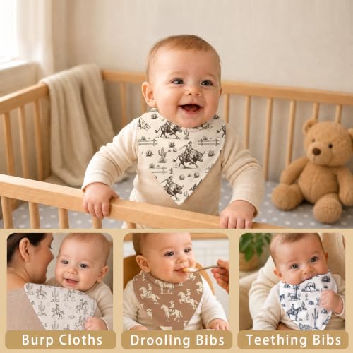 Baby Organic Cotton Teething Cloth Newborn Baby Burp Cloth Bandana Drool Cloth for Drooling Cotton Baby Gifts - color: Cowboy