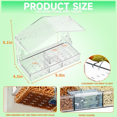 Acrylic Window Bird Feeders with Strong Suction Cups for Cats,Kid and Birds Lovers Gifts,Clear Bird Feeder for Window Viewing,Large Window Mount Birdfeeder,Birds House for Outdoors,Balcony