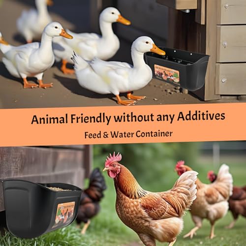 Cieex 3 Pack Hanging Chicken Feeder, Duck Feeder for Outside with Clips | Water Trough for Duck Goose Goat Pig Deer, Durable Poultry Feeding Water Container, Durable & Reusable