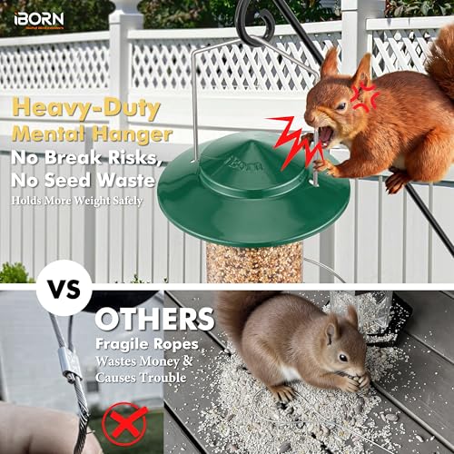 Bird feeders for Outdoors Metal Chew Resistant Green,1PK | Metal Roof, Metal Tray, Fixed Hanger, Flip-Top Fill, 3 Perches, Easy-Clean, 1.32lb - color: Green, 1.5LB, 3 Perches
