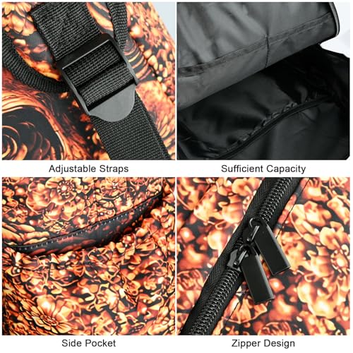 Gold Skull Kids Backpack School Backpack Teens Bookbag for Girls Boys Hiking Camping Travel Sports - color: Gold Skull