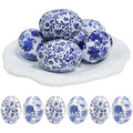 6pc Ceramic Easter Egg Ornaments, Chinoiserie Easter Decor Elegant Touch to Home/Office Spaces,Ideal Gift for Christmas, Halloween, Mother's Day, Easter or Housewarming(B) - size: B