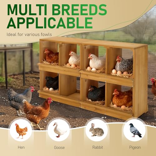Outvita Nesting Boxes for Chickens 8 Compartments, Wood Chicken Nesting Box Wall Mount, Versatile Use Nest Box for Chicken Coop, Easy to Assemble for Chickens, Hens, Ducks - color: 8 Compartments