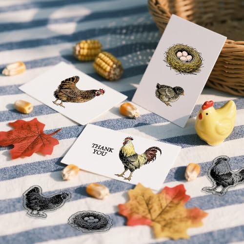 CHGCRAFT Realistic Chicken Clear Stamps Egg Transparent Stamps Farm Silicone Clear Stamp Seals for DIY Scrapbooking Photo Album Decoration, 4.3×6.3 inch - style: Realistic Chicken