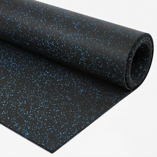 Flooring Inc's 1/4" Thick Tough Rubber Flooring Roll | Flexible Recycled Rubber Floor Mats for Home Gym | Heavy Duty Rubber Mat for Home Gyms, Sheds, Horse Stall Mat or Trailer - color: Blue, size: 5 - 4' x 10' Mats
