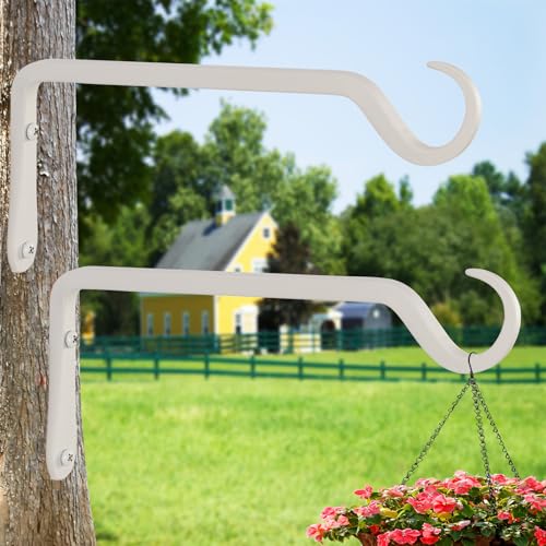 AILIN YELOKIE 10" Plant Hangers 2-Pack - Heavy Duty Rust-Resistant Steel Hooks for Bird Feeders, Indoor/Outdoor Plants & Wall Decor, White - color: White, size: 10in-2-White