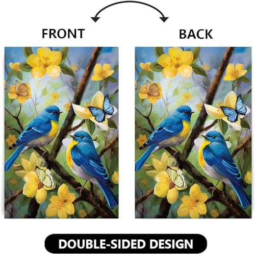 Large Spring Summer House Flags 28x40 Double Sided Bluebird Garden Flag Floral Birds Flag for Outside Porch Yard Outdoor Flower Garden Decor - color: bird