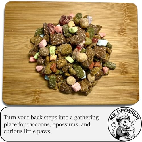 Porch Party Mix™ Raccoon and Opossum Food Wildlife Treat Blend for Backyard Feeding with Marshmallows Beef Chicken Lamb Ocean Fish and Peanut Butter Puffs (9 lb Pail) - size: 9 Pound (Pack of 1)