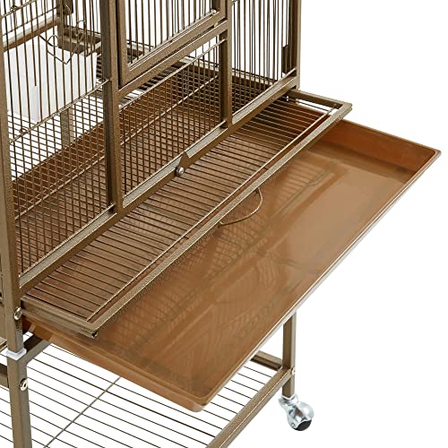 Topeakmart 53.5inch Large Bird Cage Metal Mobile Parrot Cage for Canary Pacific Parrotlet Lovebird Budgie Caique Senegal Green-cheeked Conure, Palmer Green - color: Palmer Green