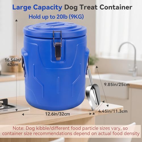 Newget 20lb Airtight Stainless Steel Dog Food Storage Container with Scoop | Airtight, Sturdy, Moisture-Proof, Large Metal Cat & Dog Food Container with Lid, Prevents Pets from Opening, Easy to Clean - size: 20 lb