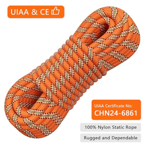 X XBEN Outdoor Climbing Rope 10M(32ft) 20M(64ft) 30M(96ft) 50M(160ft) 70M(230ft) 152M(500FT) 352M(1000FT) Static Rock Climbing Rope for Escape Rope Ice Climbing Equipment Fire Rescue Parachute - color: Orange, size: 2/5 Inch x 96 Feet