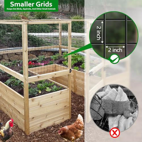 GILPWA Wire Fence, 36 in(H) X 50 ft(L) PVC Coated Welded Wire Fencing 2" X 2" 16GA Garden Border Vinyl Metal Chicken Wire Fencing Mesh Roll for Yard Vegetable Plant Protection Poultry Netting Black - size: 36in*50ft