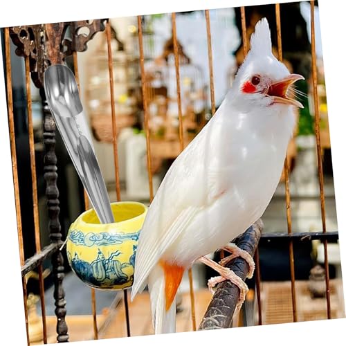 Toyvian Stainless Steel Bird Food Filler Scoop Parrot Feeding Spoon for Easy Filling of Bird Feeders User-Friendly Design