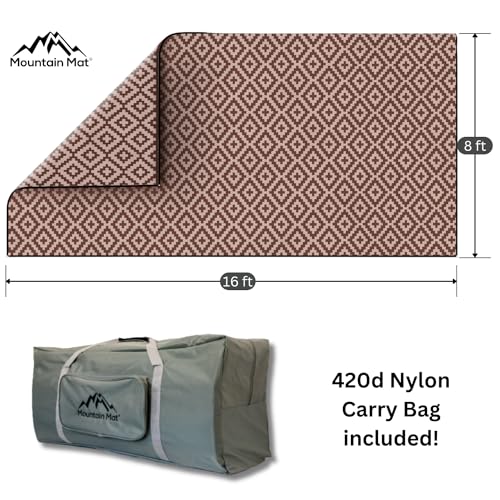 Premium RV Patio Mat Size 8' x 16' Made from Recycled Plastic for Camping - Thick 5 mm Heavy Duty, Waterproof, Reversible Rugs Recycled Polypropylene (8' x 16', Brown Diamond) - color: Brown Diamond, style: 8' x 16'