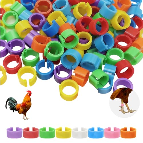 120 PCS Chicken Leg Bands,Chicken Tags for Legs with 8 Color,0.6in Colorful Snap-On Poultry Identification Rings for Chickens,Ducks,Quails,Pigeons - size: 120 PCS