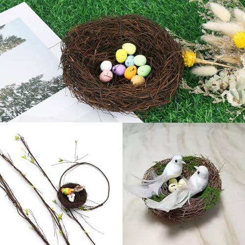 15 PCS 5.9 Inch Artificial Bird Nest for Crafts, Handicraft Rattan Bird's Nest, Small Bird Nest, Bird Nest Decorating Kit for Holiday, Table, Garden, DIY Terrarium Decor - size: 15 PCS 5.9 Inch