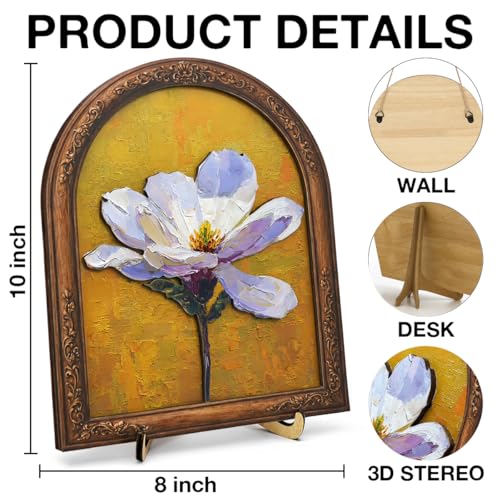 Vintage Single Flower Wall Art Sign for Bathroom Decor, Cottagecore Botanical Wall Decor, 8x10 Inch - color: Flower