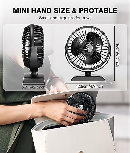 JZCreater USB Desk Fan, USB Fan Mini, 360 Rotation Desktop Fan with 3 Speed, Table Personal Cooling Fan, Quiet Mini Desk Fan, USB Powered, Small Fan for Home Office Bedroom Car Travel,Black+Black - color: 282-Black+Black