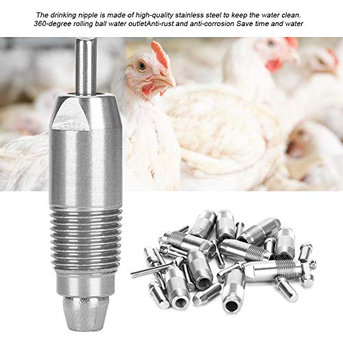 10pcs Automatic Chicken Waterer Nipple Drinker Stainless Steel Chicken Water Nipple Drinker Feeder Automatic Chicken Drinking Nipple