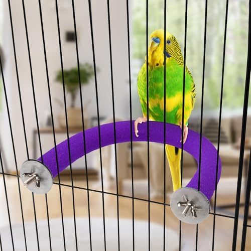 RYPET U-Shaped Parrot Perch, Quartz Bird Perch for Cage(Purple S) | Safe Chew & Rest Perch, Durable Non-Toxic Cage Accessory, for Parakeets Cockatiels Conures Macaws - color: Purple, size: Small