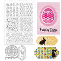 GLOBLELAND Easter Background Clear Stamps and Metal Die Cuts Spring Rabbit Transparent Stamp Easter Egg Frame Cutting Dies for Card Making Embossing Scrapbooking - style: Easter Background
