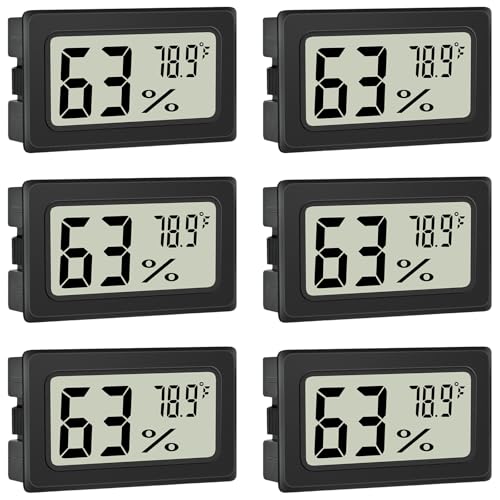 Humidity Meter Indoor Thermometer 6-Pack Mini Digital Thermometer Hygrometer Indoor Temperature Humidity Meters Gauge LCD Display Fahrenheit (℉) for Greenhouse, Reptile Tank, Cellar, Closet