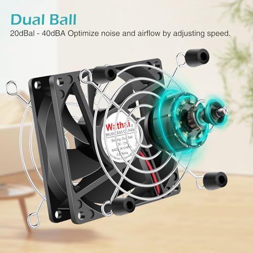 Wathai 80mm Small Computer Cooling Fan with AC Plug 110V 120V 220V 240V | 80 mm Small Electric Plug in Case Fan, Corded Mini Square Ventilator Blower for Outdoor Greenhouse Terrarium. - size: 80mm