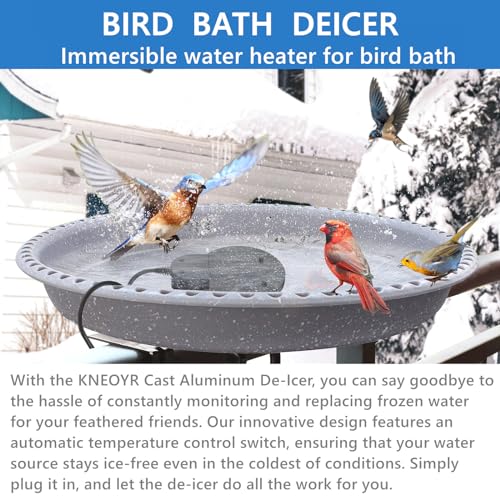 500W De-icer Submersible Bird Bath Heater - Ideal for Livestock, Poultry, Horses, Cows, Birds, Chicken Waterers - Winter Use - Aluminum Cast for Efficiency