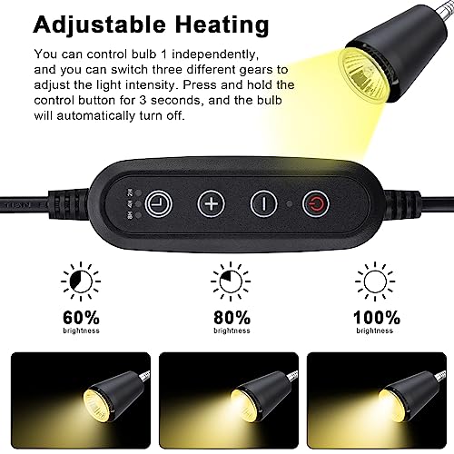 Reptile Heat Lamps, UVA/UVB Turtle Heat Lamp,Turtle Aquarium Light Bulbs, Heating Lamps with Cycle Timer, 360° Rotatable Heat Lamp for Lizard Turtle Snake Aquarium Aquatic Plants,2 Heat Bulbs - color: Light Stand With Timed Start and Stop and Dimmer