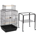 Yaheetech Medium Parakeet Bird Cage for Small Birds Sun Parakeets Green Cheek Cockatiels Conures with Wooden Perches&Rolling Stand, Black