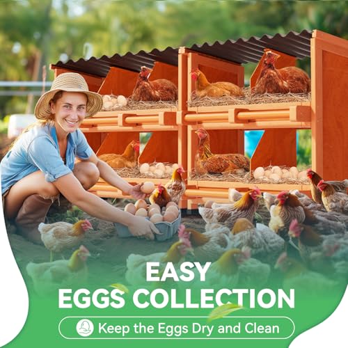 Chicken Nesting Boxes,10 Compartments Wooden Nesting Boxes for Chickens,Laying Nest Boxes for Hens Ducks Poultry Protect Eggs Chicken Coops Easy Egg Collection (10 BOXS) - size: 10 BOXS
