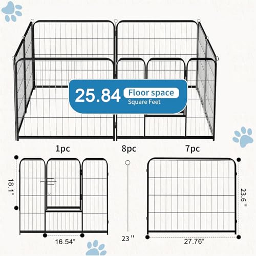 NEWBULIG Dog Playpen Indoor 24 Inch 8 Panels, Metal Outdoor Dog Fence Pen | Heavy Duty Metal Exercise Pen, Foldable Portable, RV Camping, Yard Garden, Small Dogs Pet Pen - color: Jet Black, size: 24IN