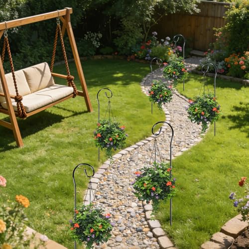 3 Pieces Shepherds Hooks for Outdoor Adjustable 32 Inch Shepherds Hook Metal Bird Feeder Pole Black Garden Hooks for Hanging Plant Baskets Solar Lights Lanterns Bird Feeders Weddings Décor (3 PCS)