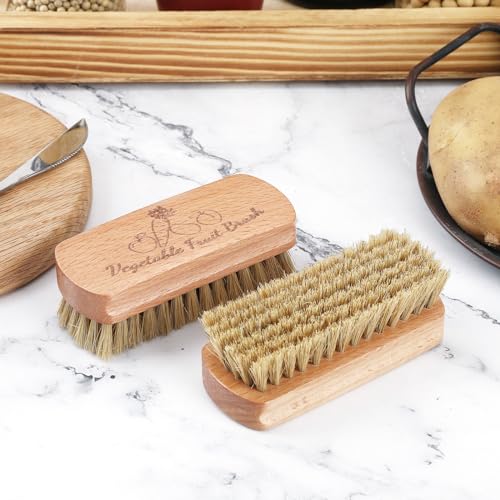 Vegetable Scrubber, Veggie Potato Fruit Brush for Food | Firm Bristles, Wood Veggie Wash Scrubber, Carrot Cucumber Tableware Cleaning, Kitchens Camping Brush Tool