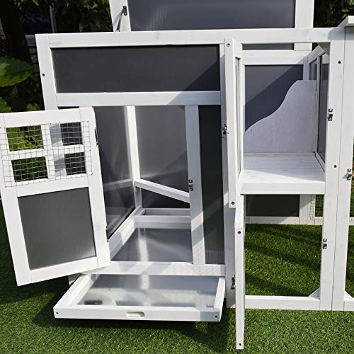 PawHut 63" Outdoor Chicken Coop Wooden, Chicken Cage with Run Area, Nesting Box, Hen House with Waterproof Roof, Removable Tray | Chicken Cage, Waterproof Roof, Removable Tray