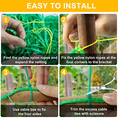 Garden Trellis Netting for Climbing Plants Outdoor, Plant Netting for Cucumber, Tomato, 6.6x32.8 FT Trellis Net with 4x4 Inch Mesh as Vegetable Netting for Grape, Bean,Growing Pea,w/Plant Clips - size: 6.6x32.8 FT