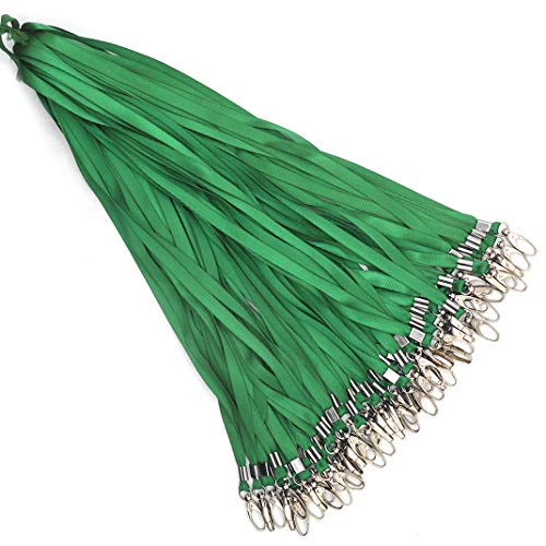Lanyards 100Pcs Bulk Lanyard for Id Badges,Badge Lanyards Swivel Hooks Clips Great for Name Tags Badge - color: Green