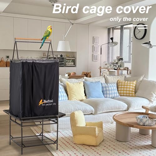 Bird Cage Cover Black Good Night Blackout Birdcage Cover (61 inch) | Durable Breathable Washable Material, Create Quiet Environmente - size: 61 inch