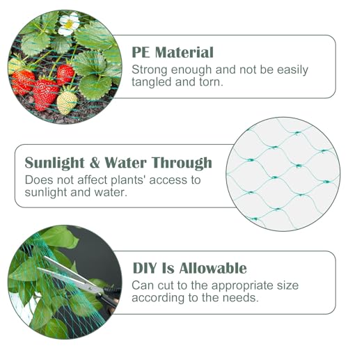 13Ft x 33Ft Anti Bird Netting Protection Mesh Garden Netting Seedlings Plants Flowers Fruit Trees Vegetables from Rodents Deer Reusable Fencing, Green - color: Green