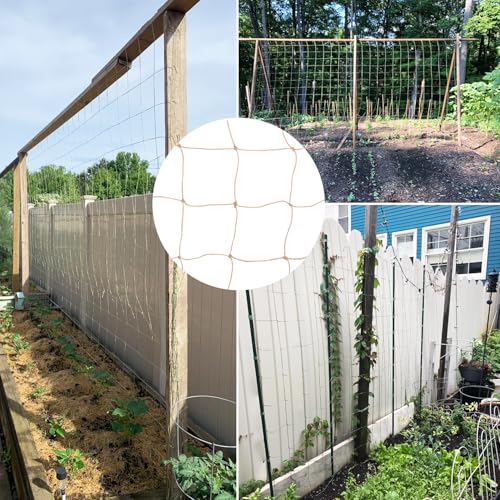 2 Pcs Plant Support Netting, Natural Jute Net, Garden Trellis Netting for Climbing Vining Plants(6.6 Ft x 9.8 Ft, 5.9 Inch Squares)