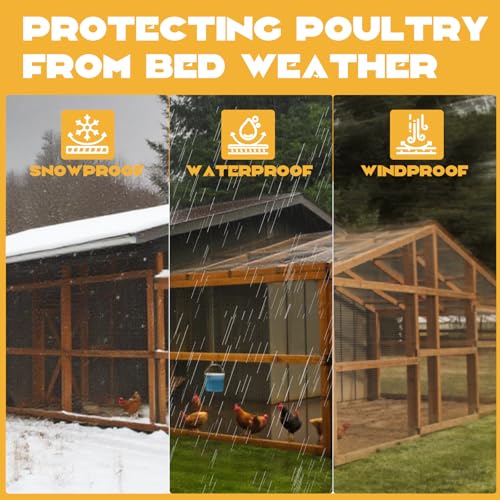 6x10ft 16Mil Chicken Coop Covers for Winter,Thickened Waterproof Clear Tarp | Heavy Duty Waterproof Clear Tarp for Chicken Run Insulation,Chicken Coop Winterizing Vinyl Cover,with Elastic Cords&Rope - size: 6x10ft