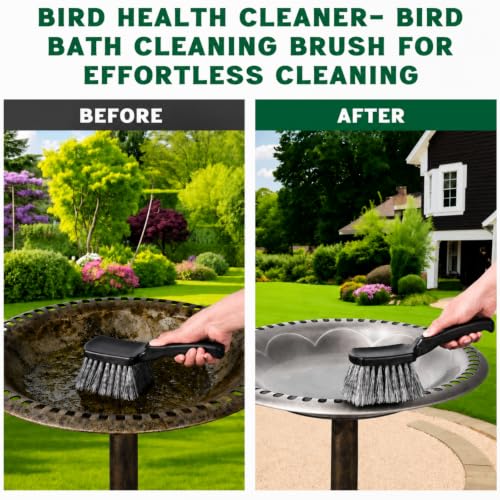 Brush for Bird Baths, Bird Bath Cleaner with Ergonomic Handle and PVC Bristles, Gentle Yet Effective Cleaning for Wigglers, Feeders, Hook Design 1 Pack