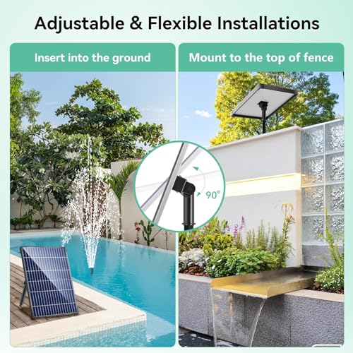 Antfraer 12W Solar Fountain Pump, Solar Water Pump 160GPH Flow Adjustable, Solar Powered Water Pump with 16.5Ft Cord Length for Small Pond, Fish Pond Bird Bath Garden Waterfall Hydroponics - size: 12W