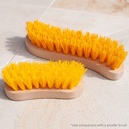 Scrub Brush - Stiff Bristle Brush for Deep Cleaning, Nylon Brush with Hard Bristle, Utility Hand Brush for Indoor and Outdoor, Wooden Scrubbing Brush, Hard Brush Heavy Duty Boot Hand Scrubber - size: 7.87"