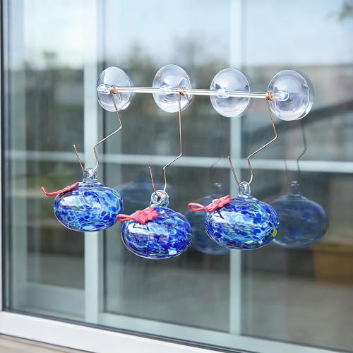 3PCS Window Hummingbird Feeder with Suction Cups(Blue) - color: Blue
