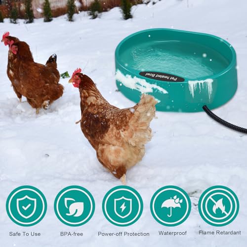 Heated Water Bowl for Chicken，125OZ Water Heater for Hens Goose Duck | Heated Chicken Waterer, Large Capacity Poultry Outdoor Drinker in Winter, Chicken Coop Accessories No More Frozen Food Water